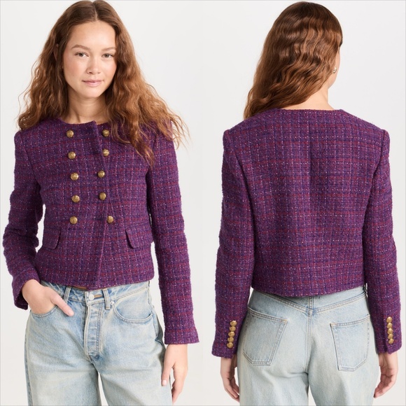 Veronica beard Bentley wool blend jacket Aubergine purple tweed